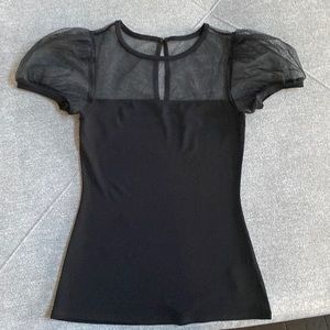 Black top with sheer top and sleeves
